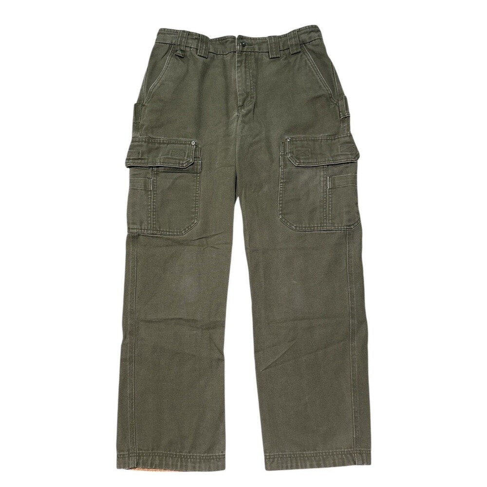 Duluth Trading Co Fire Hose Cargo Work Pants Mens 34x32 Olive Green 3237-15